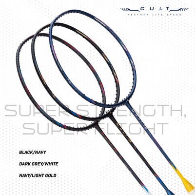 Hundred Cult 79 Feather Lite Slim Shaft Strung Badminton Racquet (Black / Blue)