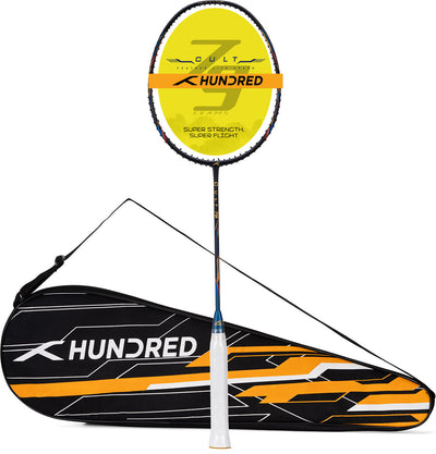 Hundred Cult 79 Featherlite Slim Shaft Unstrung Badminton Racquet (Black / Blue)