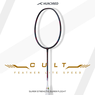 Hundred Cult 79 Featherlite Slim Shaft Unstrung Badminton Racquet (Grey / White)