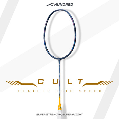 Hundred Cult 79 Featherlite Slim Shaft Strung Badminton Racquet (Blue / Gold)