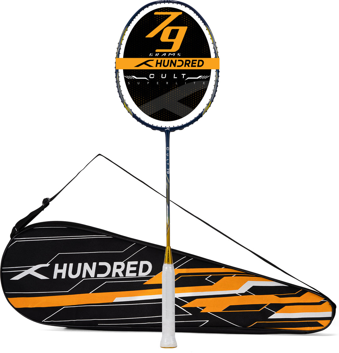 Hundred Cult 79 High Strength Attacks Unstrung Badminton Racquet (Blue / Gold)