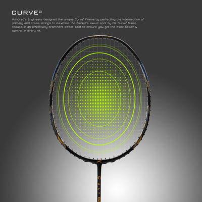 Hundred Cult 82 Aerodynamic Frame Unstrung Badminton Racquet (Black)