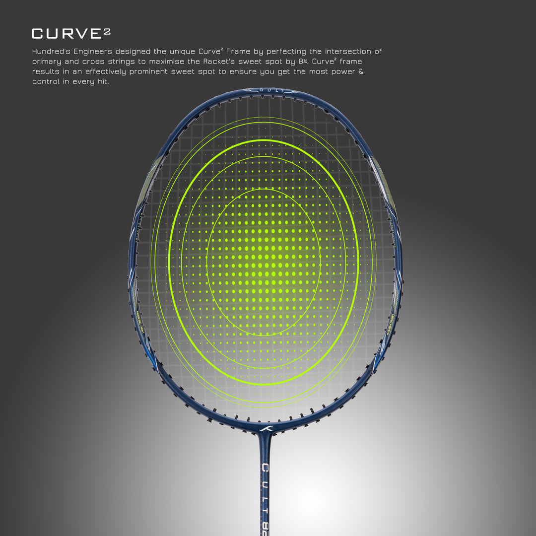 Hundred Cult 82 Aerodynamic Frame Strung Badminton Racquet (Blue)