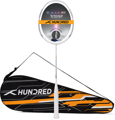 Hundred Cult 82 Aerodynamic Frame Unstrung Badminton Racquet (White)