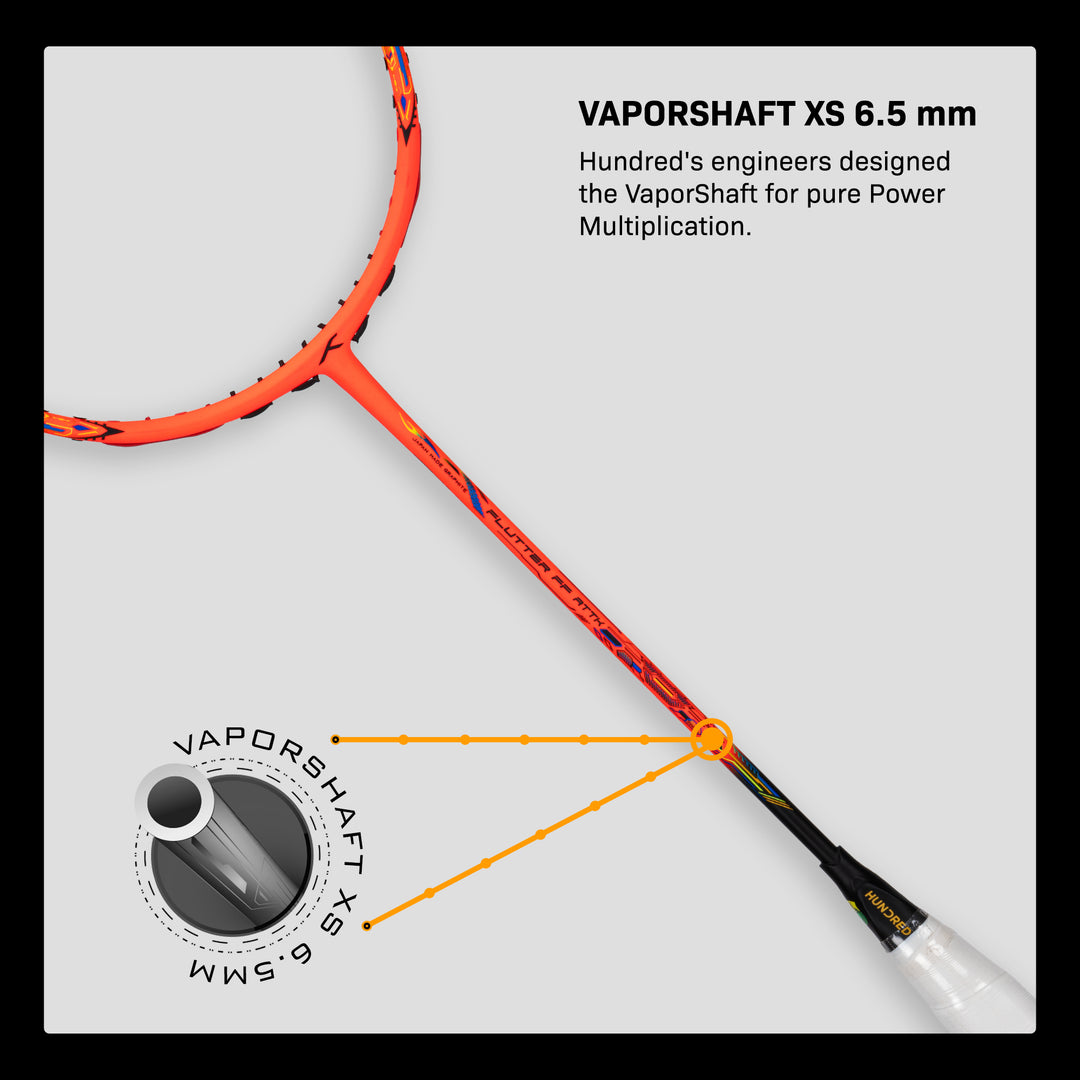 Hundred FLUTTER FF ATTK Strung Badminton Racquet (Orange / Black)