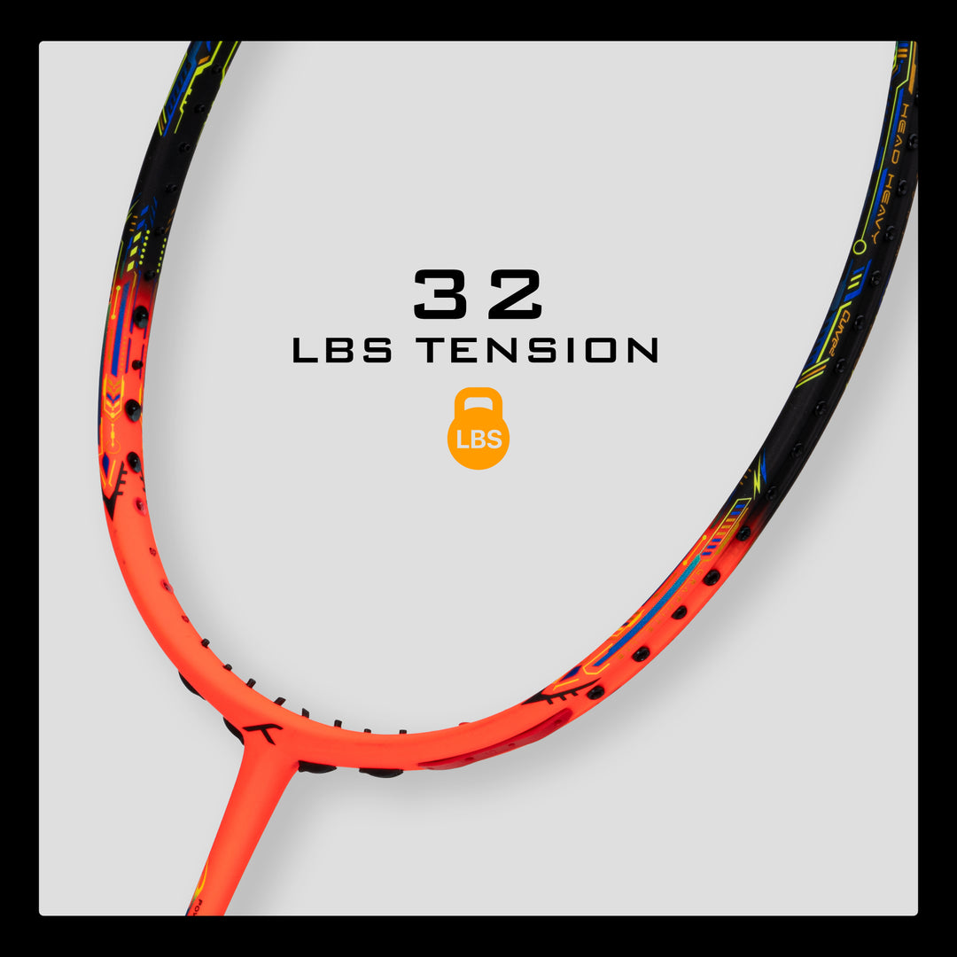 Hundred FLUTTER FF ATTK Strung Badminton Racquet (Orange / Black)