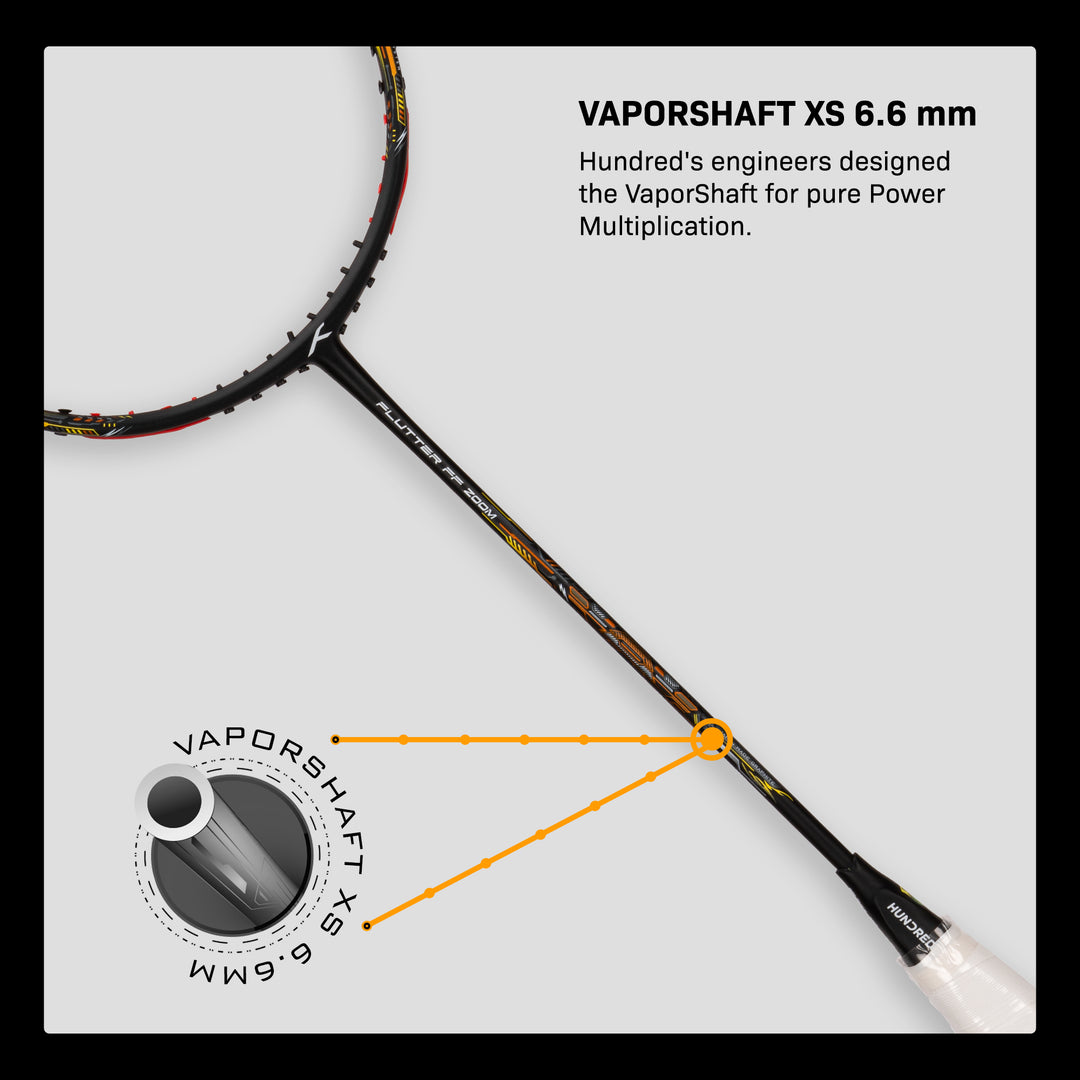 Hundred FLUTTER FF ZOOM Unstrung Badminton Racquet (Black)