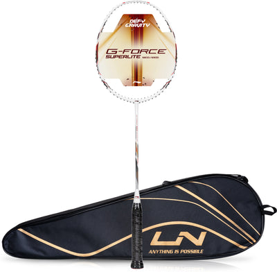 Li-Ning G-Force 5900 Superlite / 79 grams / G6 Unstrung Badminton Racquet (White / Red / Black)