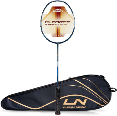 Li-Ning G-Force 5900 Superlite / 79 grams / G6 Unstrung Badminton Racquet (Blue / Gold / White)