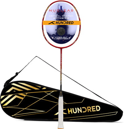 Hundred Nuclear 72 Superlight 6U Unstrung Badminton Racquet (Red / Black / Gold)