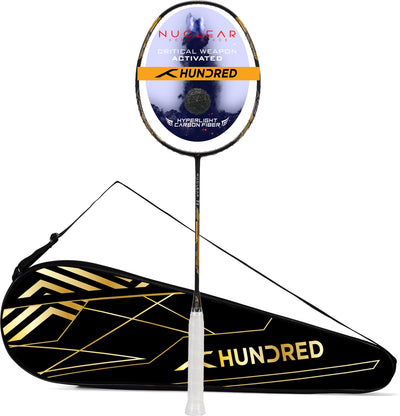 Hundred Nuclear 72 Superlight 6U Unstrung Badminton Racquet (Grey / Black / Gold)