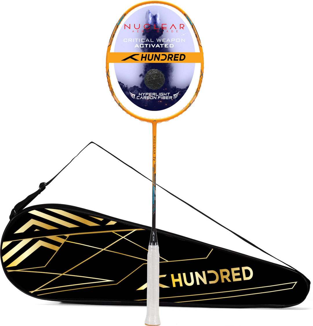 Hundred Nuclear 72 Superlight 6U Unstrung Badminton Racquet (Orange / Black / Blue)