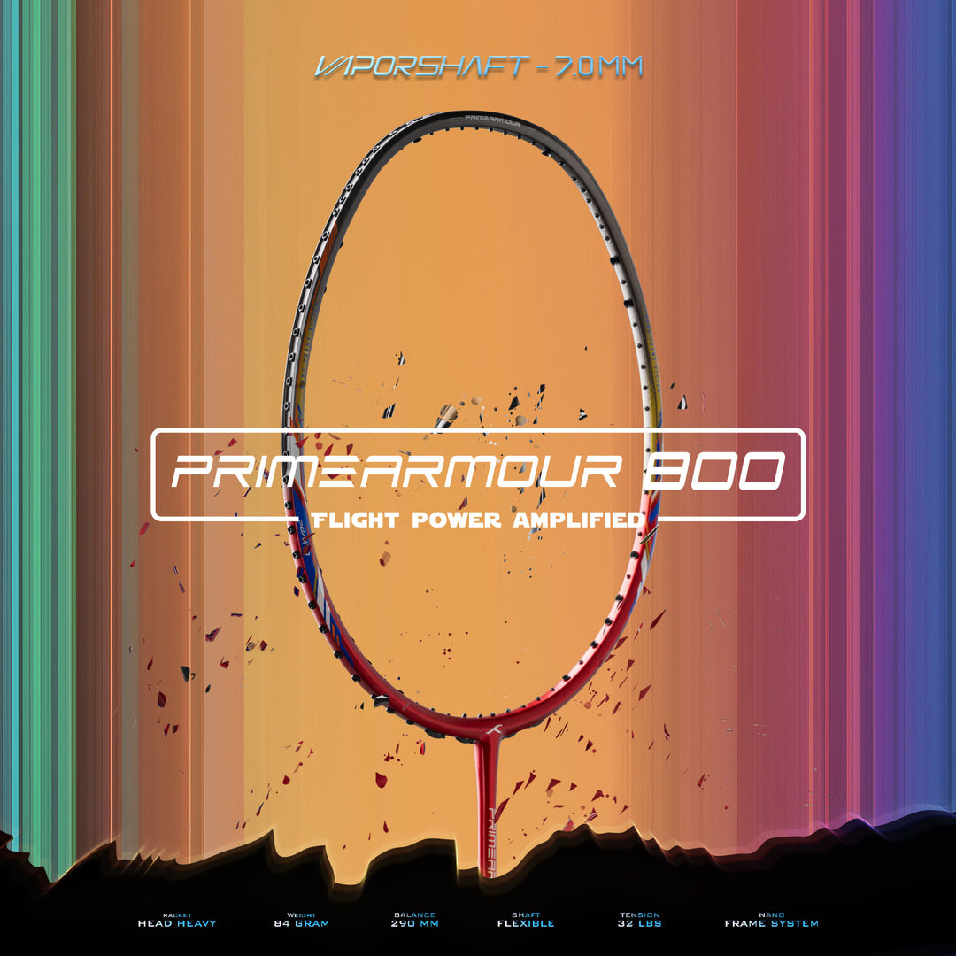 Hundred Primearmour 800 Strung Badminton Racquet (Red)