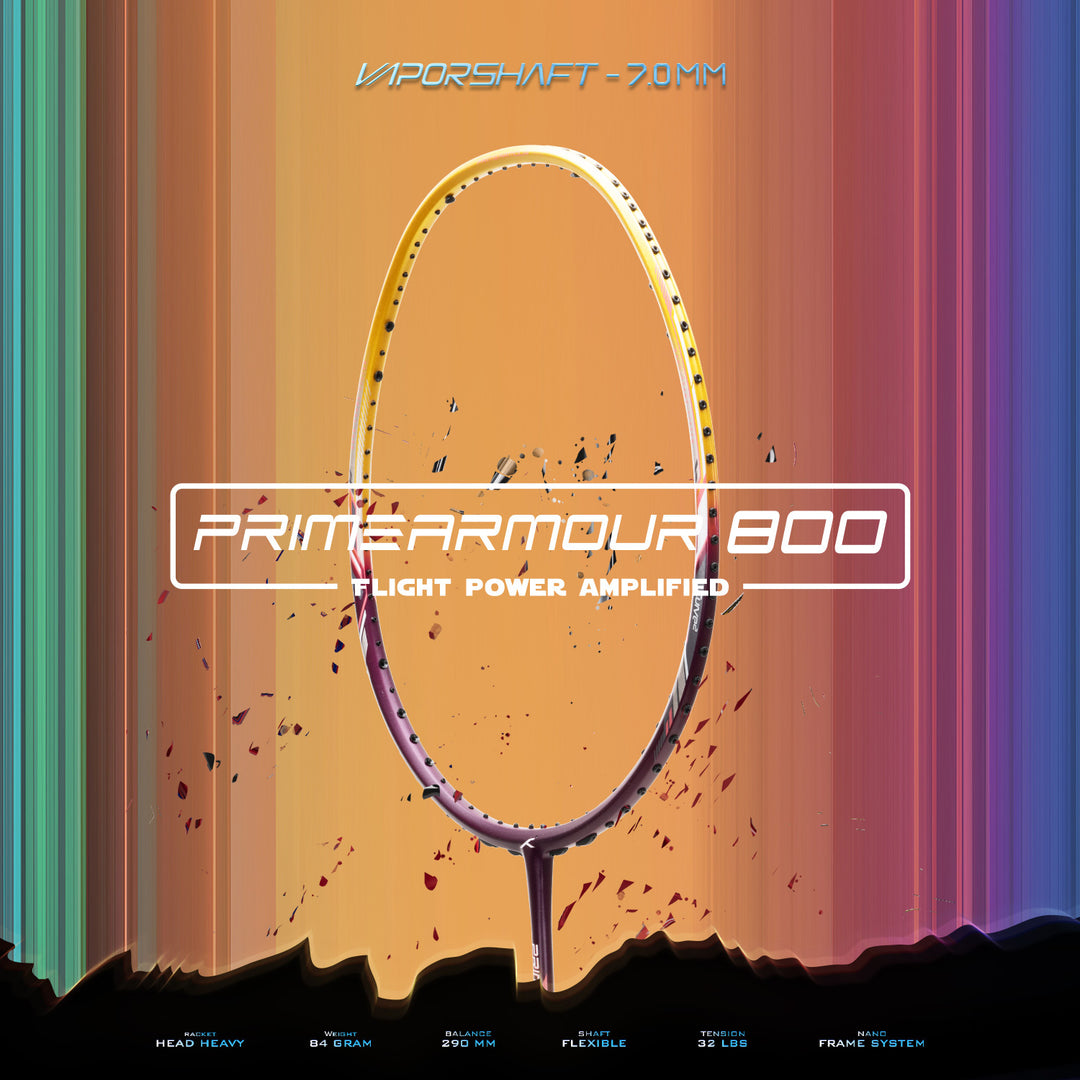 Hundred Primearmour 800 Nano Frame System Unstrung Badminton Racquet (Purple / Gold)