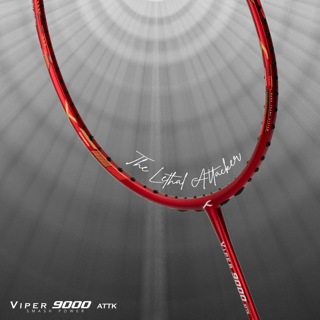 Hundred VIPER 9000 High Speed Striker Unstrung Badminton Racquet (Red / White)