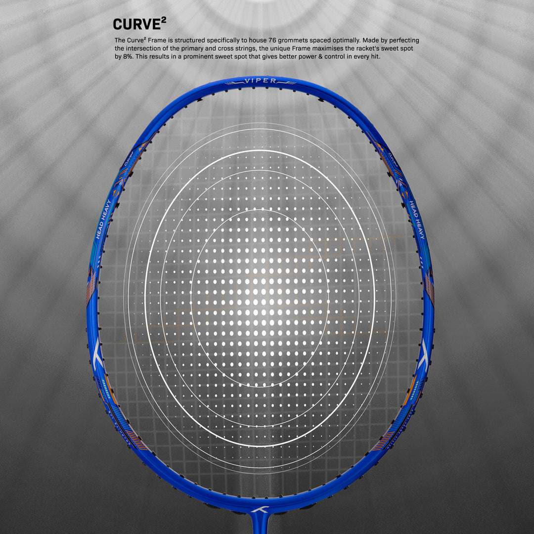 Hundred VIPER 9000 High Speed Striker Unstrung Badminton Racquet (Silver / Blue)