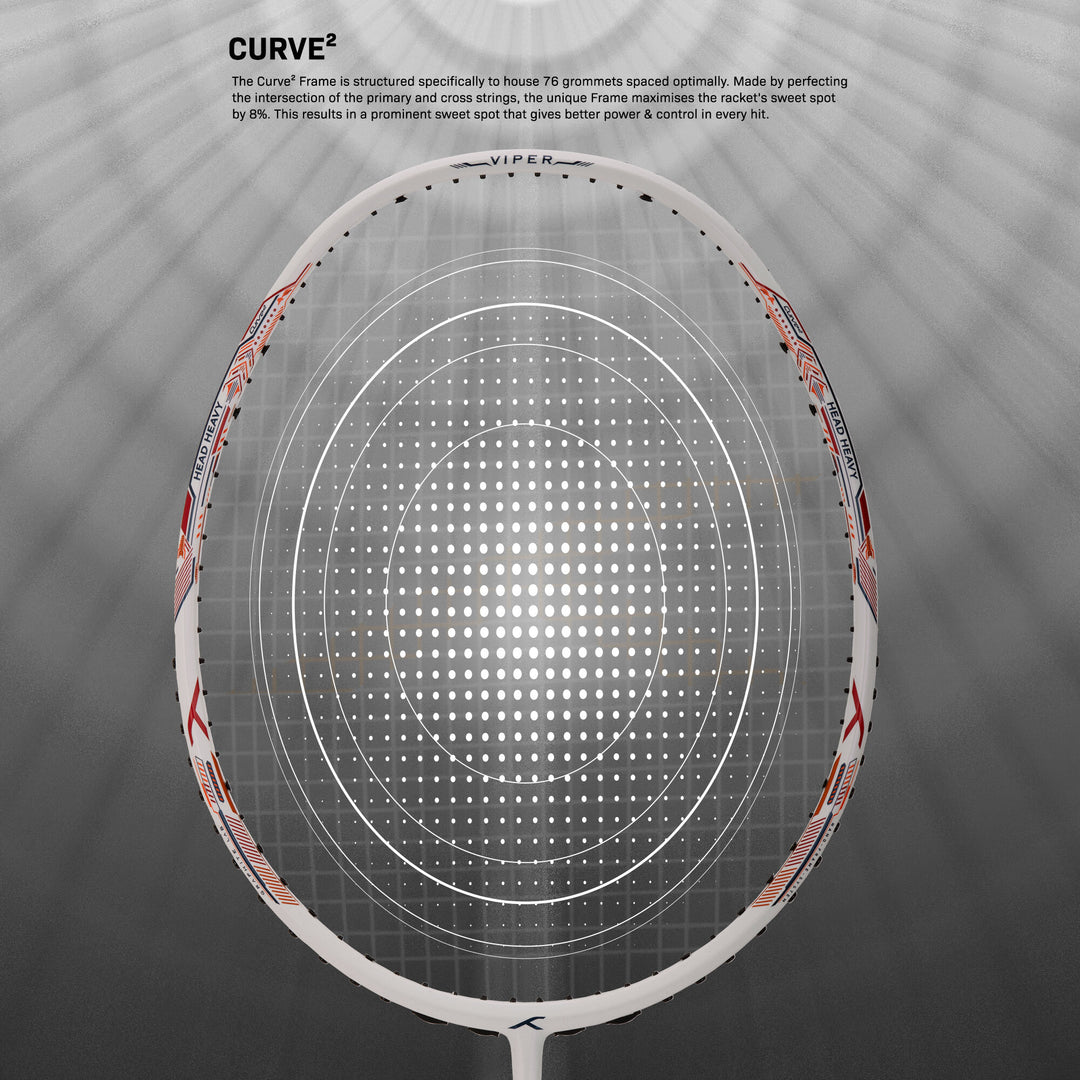 Hundred VIPER 9000 High Speed Striker Unstrung Badminton Racquet (White)