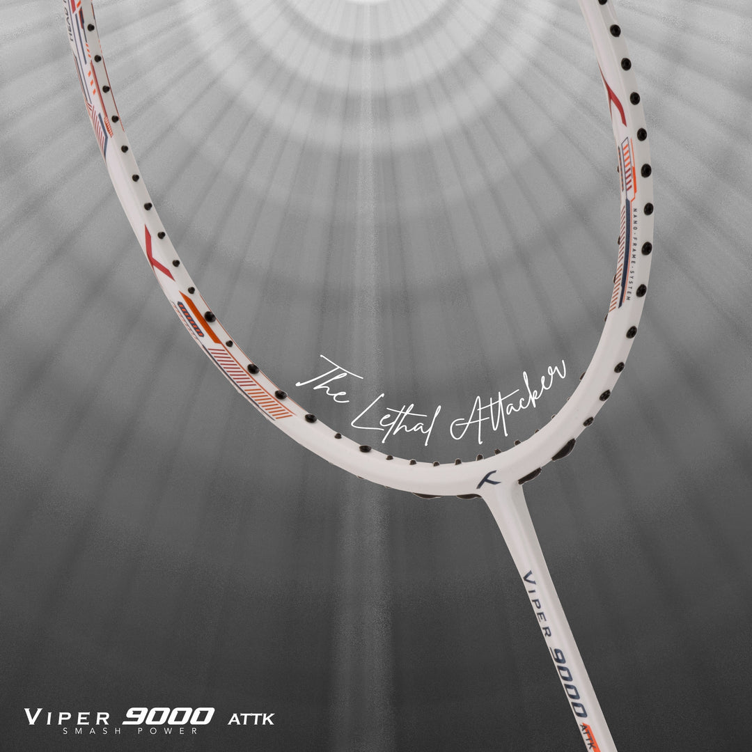 Hundred VIPER 9000 High Speed Striker Unstrung Badminton Racquet (White)