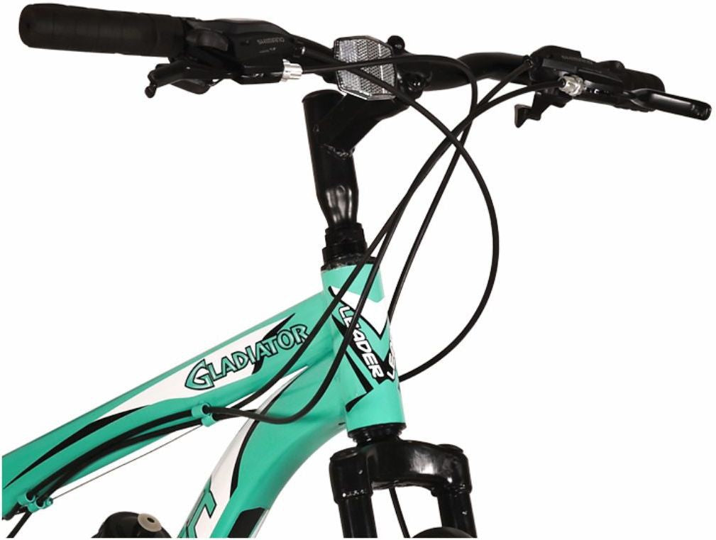 Gladiator 26T Multi-Speed 21-Speed Cycle with Front Suspension and Disc Brake - 26 T Hybrid Cycle City Bike 21 Gear - Green Black