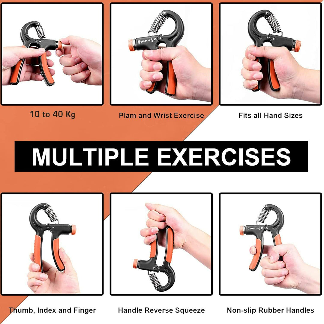 Fitness Combo of Hand Gripper | Double Toning Tube & Finger Stretcher Set of 3