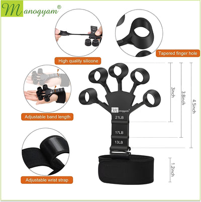 Combo of Adjustable Counter Hand Grip Strengthener & Finger Trainer Hand Workout