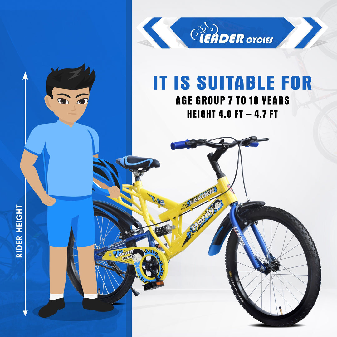 Hardy 20T IBC Rear Suspension for Kids, Age Group 7 to 10 Years - 20 T Road Cycle, Single Speed, Yellow