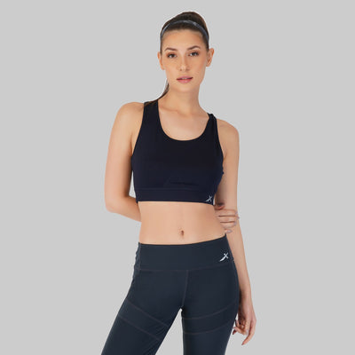 Women Sports Heavily Padded Bra (Dark Blue/Wirefree)