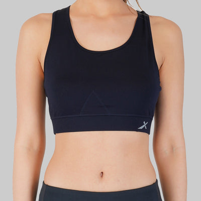 Women Sports Heavily Padded Bra (Dark Blue/Wirefree)