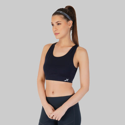 Women Sports Heavily Padded Bra (Dark Blue/Wirefree)