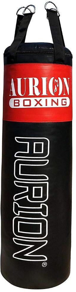 Aurion by 10Club 5 Feet Synthetic Leather Filled Punching Bag | Professional Boxing Bag | Boxing | MMA | Muay Thai | Kickboxing |Taekwondo - Black_Red 5 Feet/60 Inches