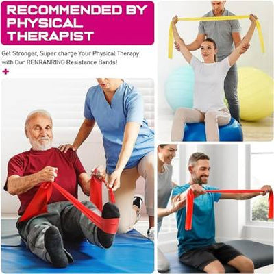 Resistance Bands for Physical Therapy |  Recovery |  Pilates |  Yoga |  and Strength Training - Tension Stretch Bands for Arms |  Shoulders |  and Full Body Workouts (Pack of 1 |  Assorted)