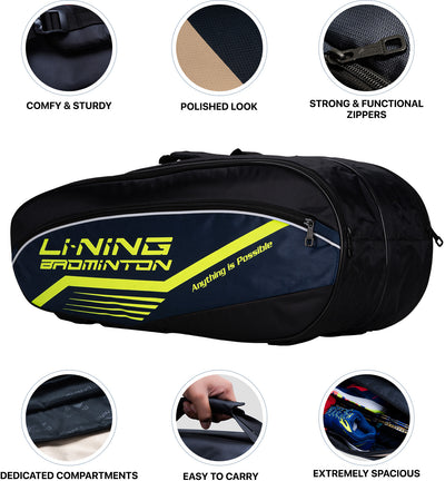 Li-Ning Hot Shot Badminton Kit Bag Kit Bag (Black / Pink) (Size - L/50 L)