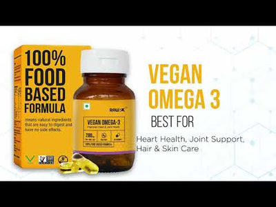 RawRX Vegan Omega 3 | 30 Capsules | Algal Oil-based DHA (150mg) | EPA (30mg) & ALA (100mg) formula | 100% Vegetarian Algae & Flaxseed | Better than Fish Oil | Heart Health & Joint Support for Men & Women
