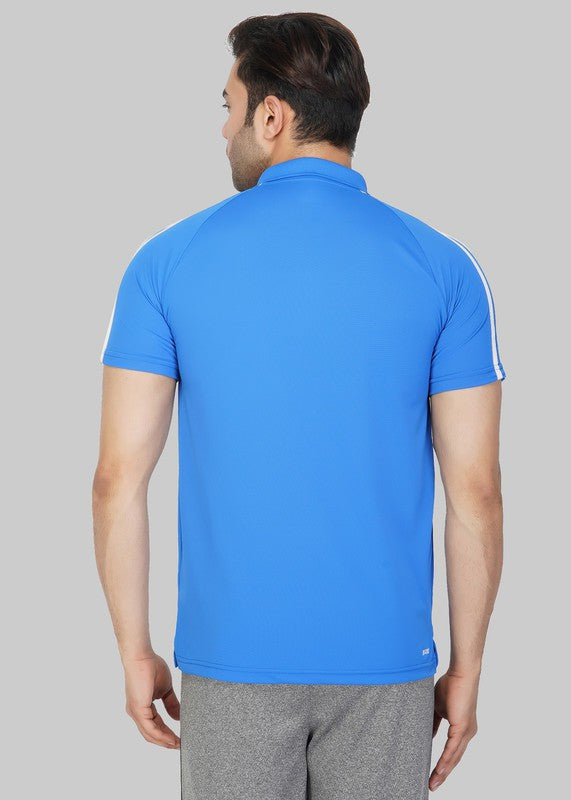 Striped Men Polo Neck Blue T-Shirt
