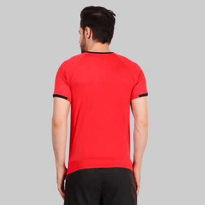 Solid Men Round Neck Red T-Shirt (Red/Short Sleeve)