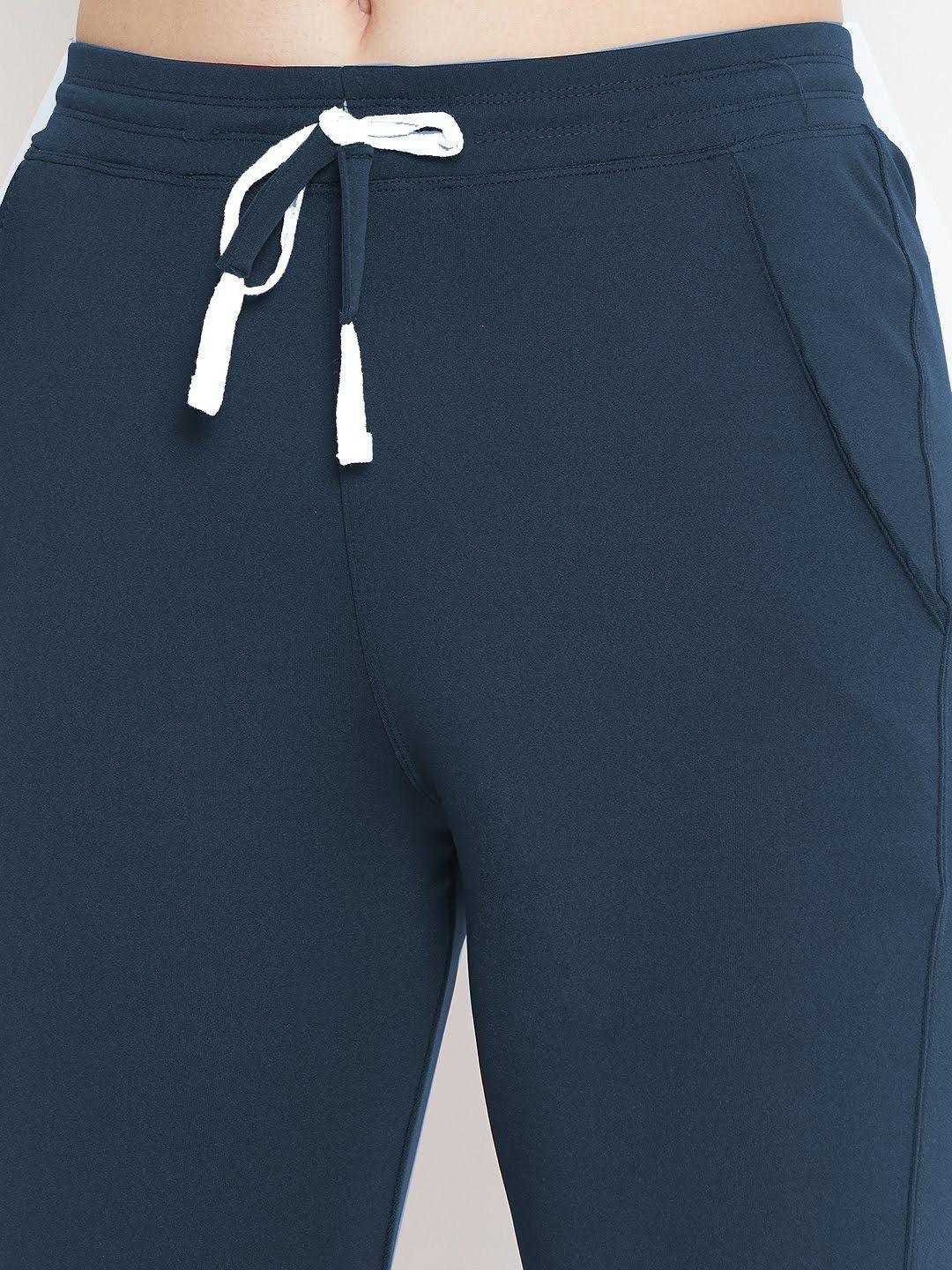 Women Dark Blue Solid Track Pants - Kriya Fit