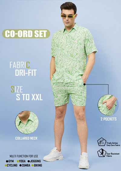 Men's Green Leaf Print Co-ord Set