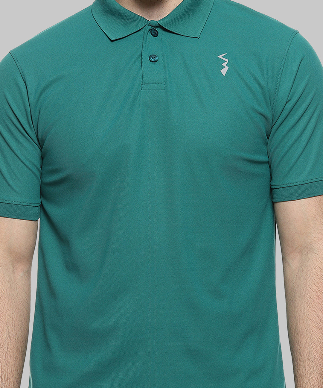Green Men Solid Polyester Sports Tshirt Polo Neck