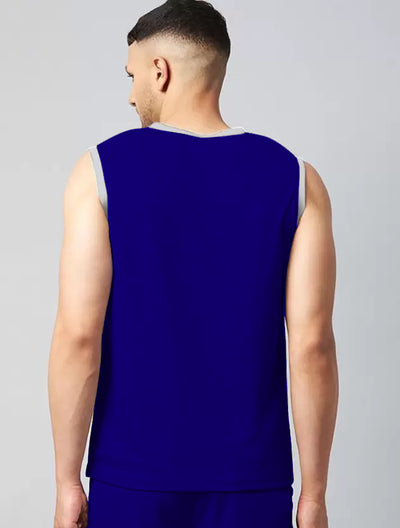 Color Block Round Neck T-shirt (Blue)
