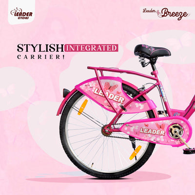 Ladybird Breeze 26T Bicycle for Girls/Women with Basket and Integrated Carrier - 26 T Girls Cycle/Women's Cycle, Single Speed, Pink
