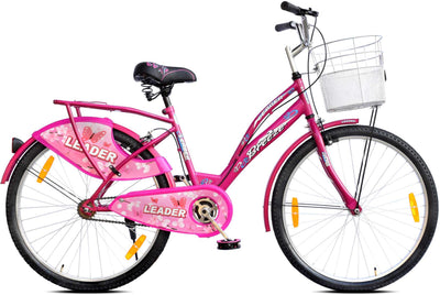 Ladybird Breeze 26T Bicycle for Girls/Women with Basket and Integrated Carrier - 26 T Girls Cycle/Women's Cycle, Single Speed, Pink