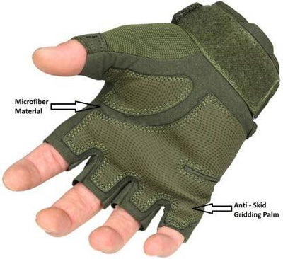 ALYV Tactical Gloves Military Hiking Mountain Motorcycle Biking Camping Gloves Fingerless Half Finger Men Women Work Outdoor Gloves (Special for Gym) (Free Size |Green)