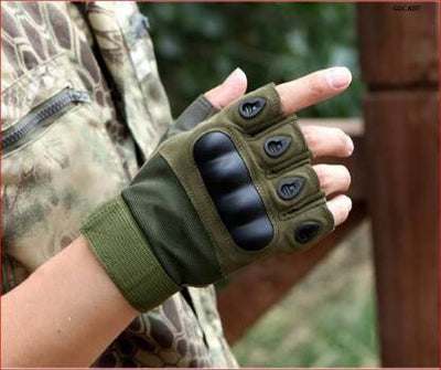Tactical Gloves Military Hiking Mountain Motorcycle Biking Camping Gloves Fingerless Half Finger Men Women Work Outdoor Gloves (Special for Gym) (Free Size |Green)