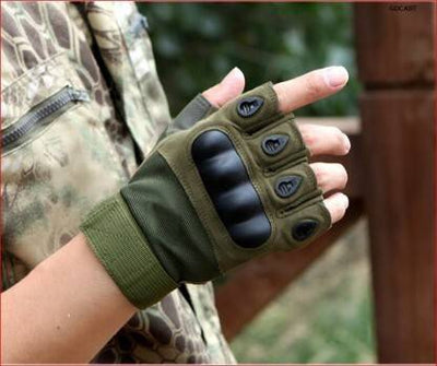 ALYV Tactical Gloves Military Hiking Mountain Motorcycle Biking Camping Gloves Fingerless Half Finger Men Women Work Outdoor Gloves (Special for Gym) (Free Size |Green)
