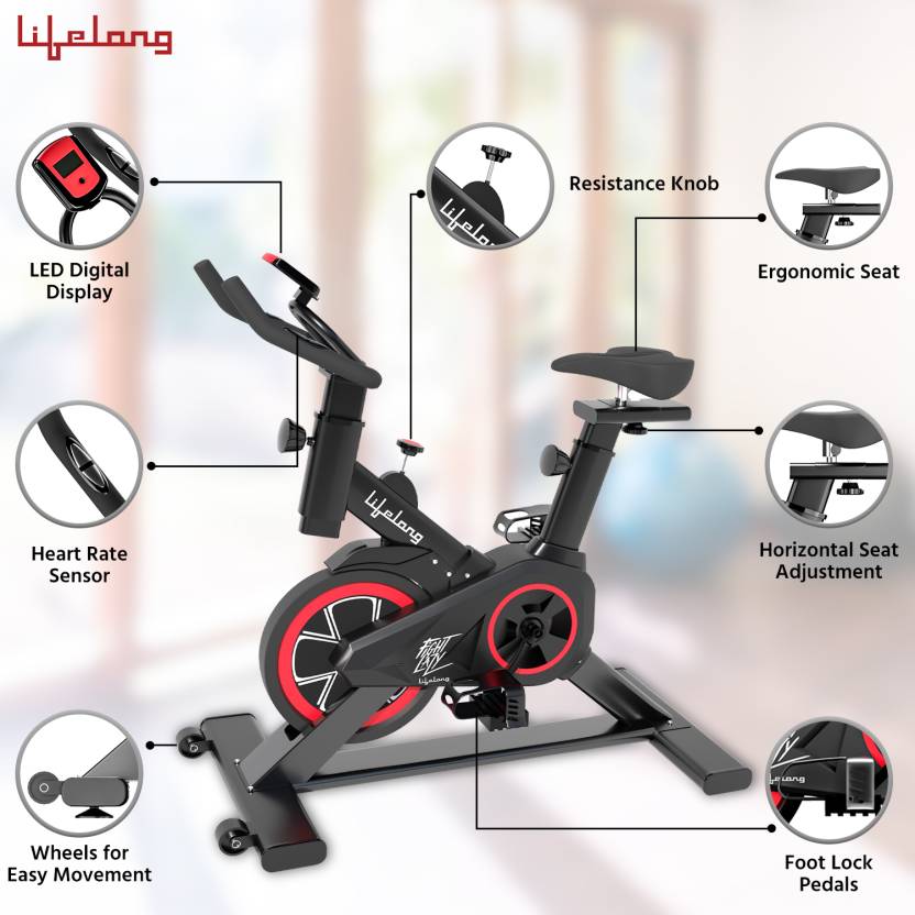 Fit Pro Spin Fitness Bike with 6Kg Flywheel, Adjustable Resistance and heart rate sensor (1 year warranty)