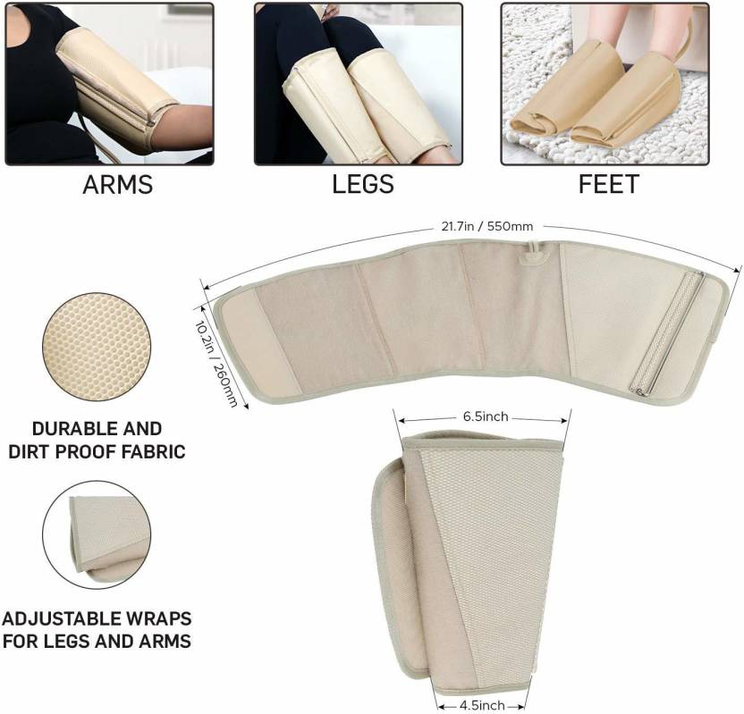 Air Pressure Massager for blood circulation and pain relief of Arms | Leg | Calf and Foot (Brown)