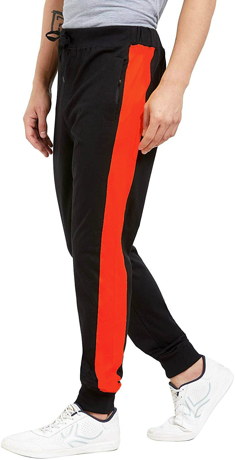 Men Solid Black/Yellow Joggers (Pack of 1)