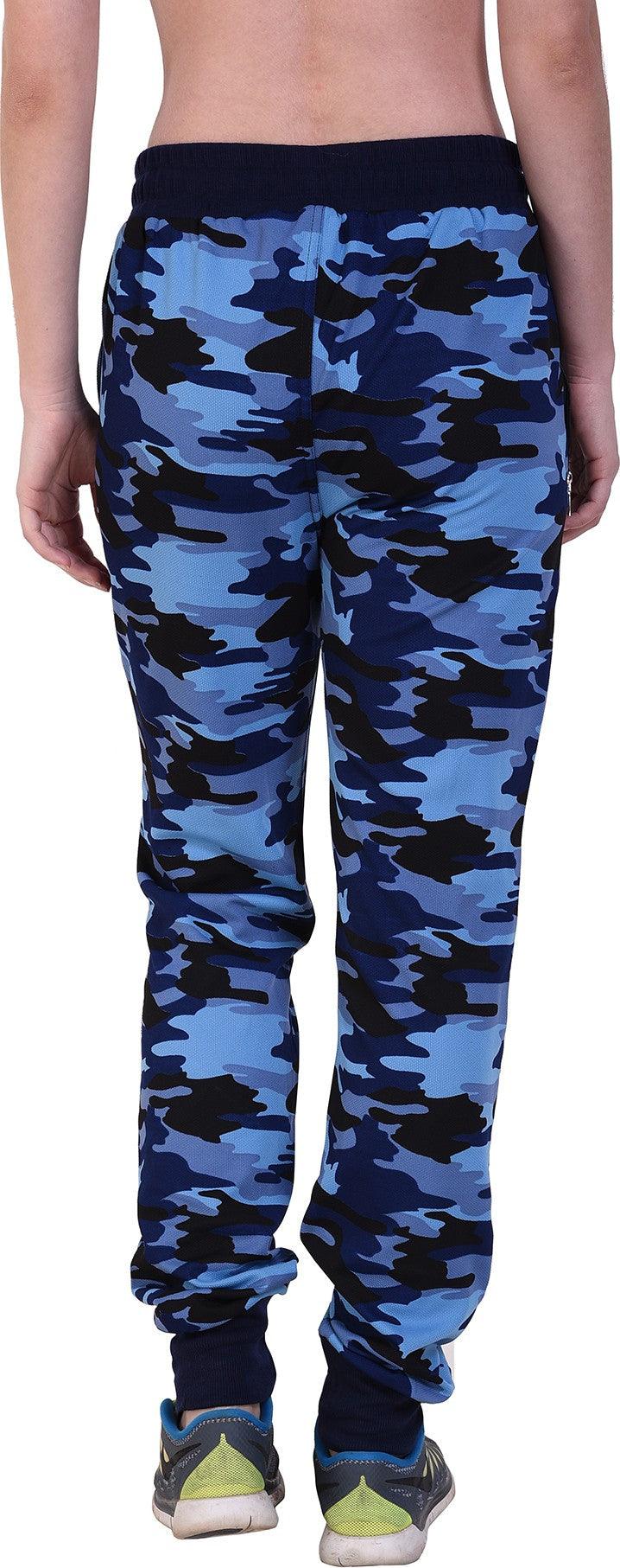 Women Blue/Black Camouflage Joggers - Kriya Fit