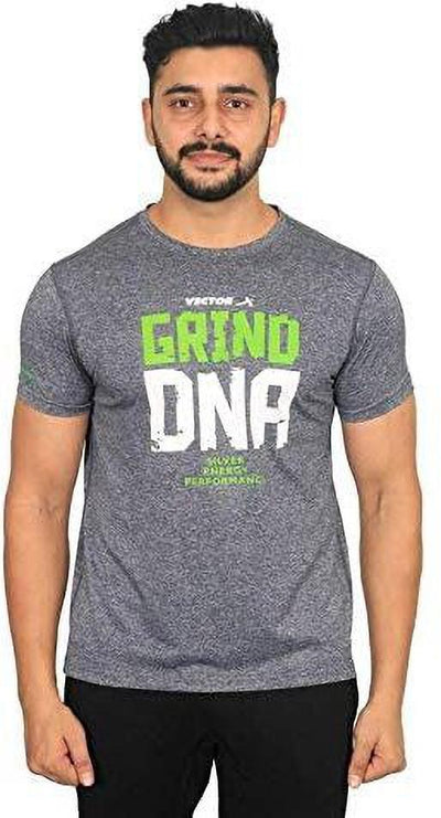 Printed Men Round Neck Grey T-Shirt