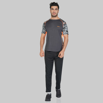 Printed Men Round Neck Black T-Shirt